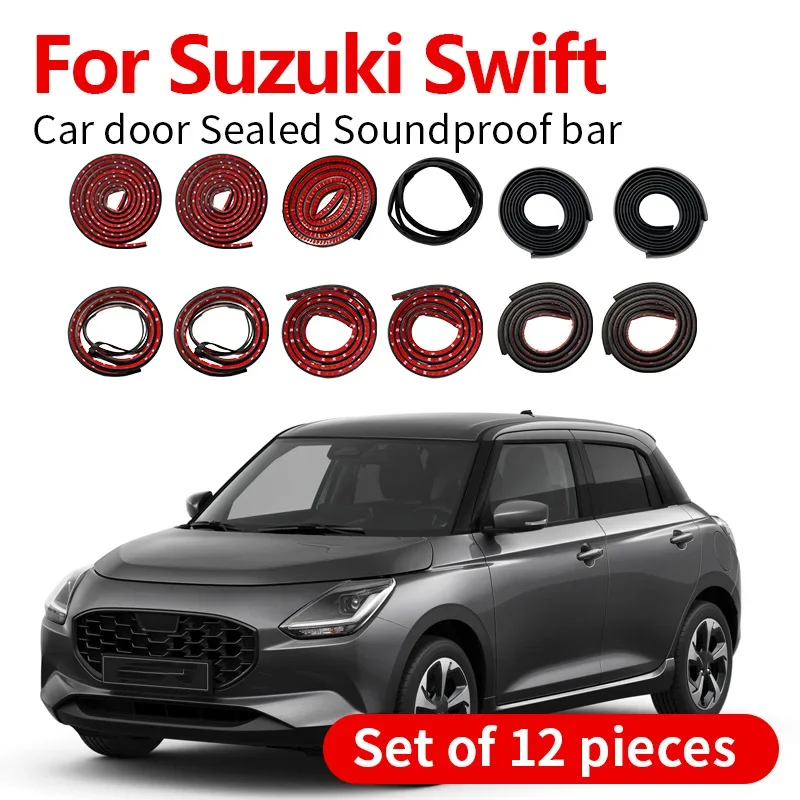 Car Door Seal Strip Rubber Double Layer Sealing Protector Soundproof Dustproof Seal Strip 12PCS Set For 2004-2025 Suzuki Swift