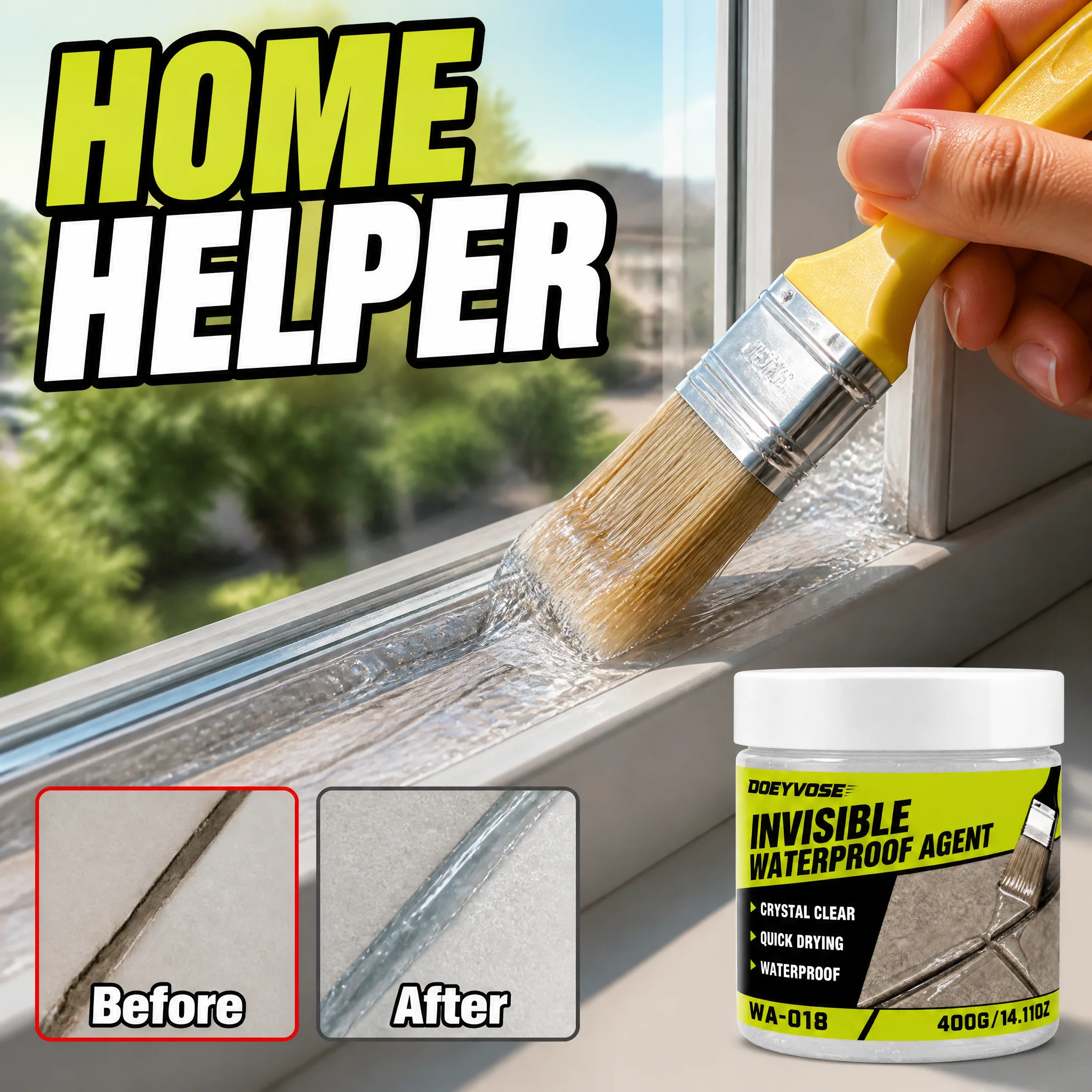 Strong Bond Waterproof Adhesive 400g, Quick Curing Leak Repair Glue for Pipe & Roof Sealing