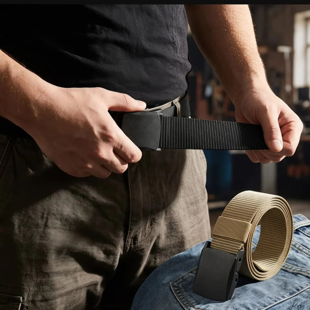 Nylon Belt Automatic Buckle Outdoor Sports Multifunctional Tactical Canvas Belts Light Comfortable Non-metal Belt For Men Women