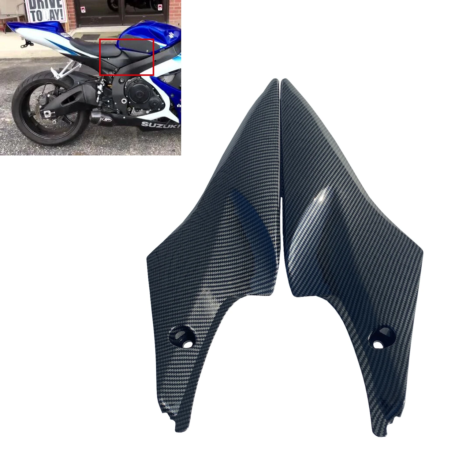 Carbon Fiber Painting Gas Tank Side Panel Cover Fairing For Suzuki GSXR 600 750 2006 2007 K6