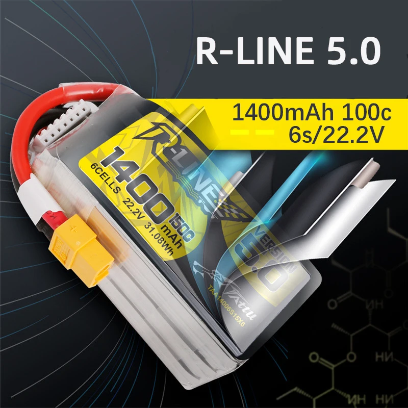 TATTU R-LINE 5.0 22,2V 1200mAh 1400mAh 150C LiPo-Akku für RC-Helikopter Quadcopter FPV-Renndrohnen-Teile 6s Akku – Detail 4