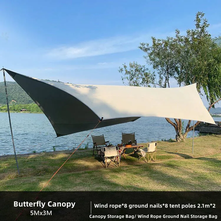 Wholesale Canopy Upf40 UV Protection Iron Tube Car Tent Awning Beach Tent With Wind Rope Outdoor Tents