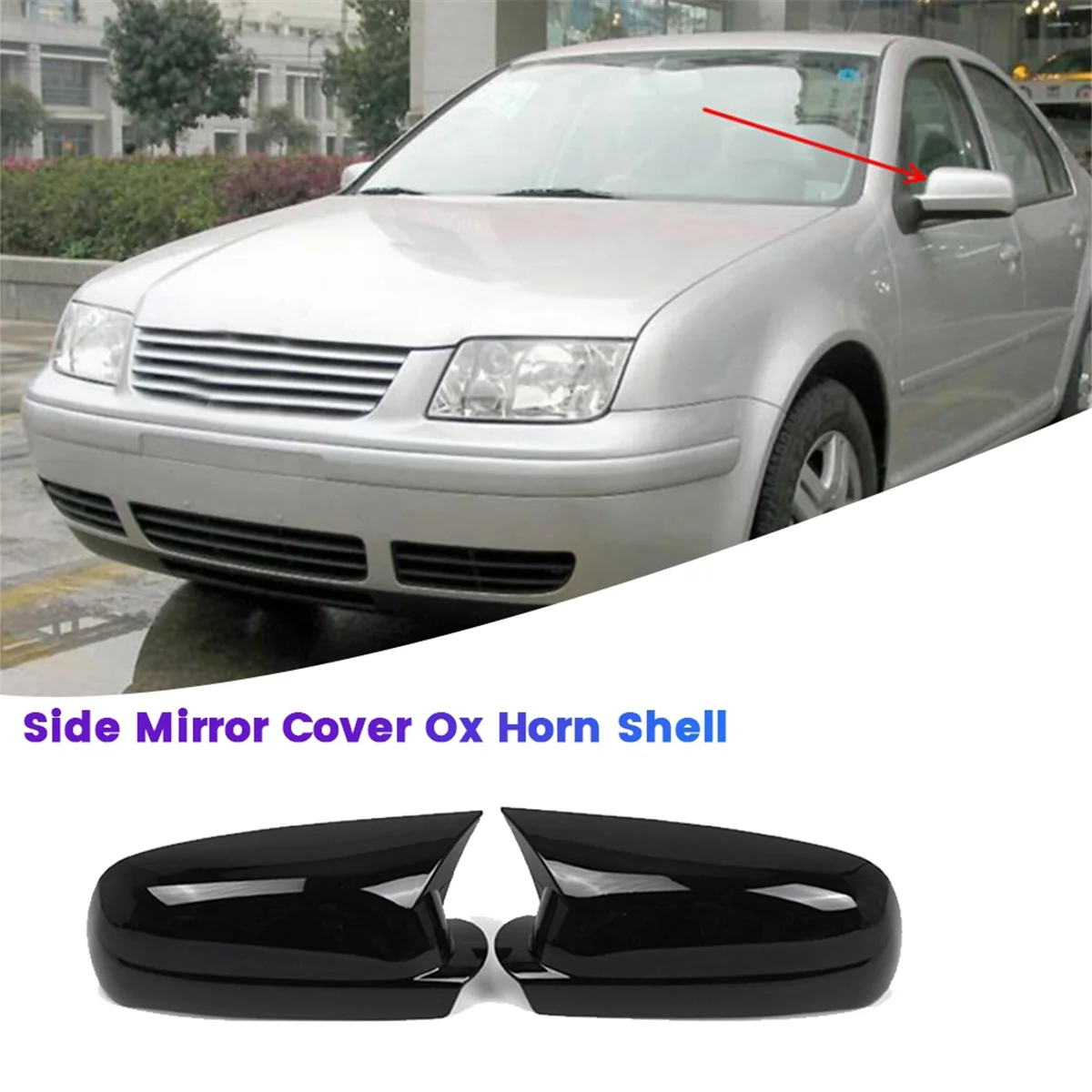 

1Pair Side Mirror Cover Ox Horn Shell 3B0857537B 3B0857538B for VW Golf 4 Bora MK4 Passat B5 2001-2005 Mirror Trim Cap