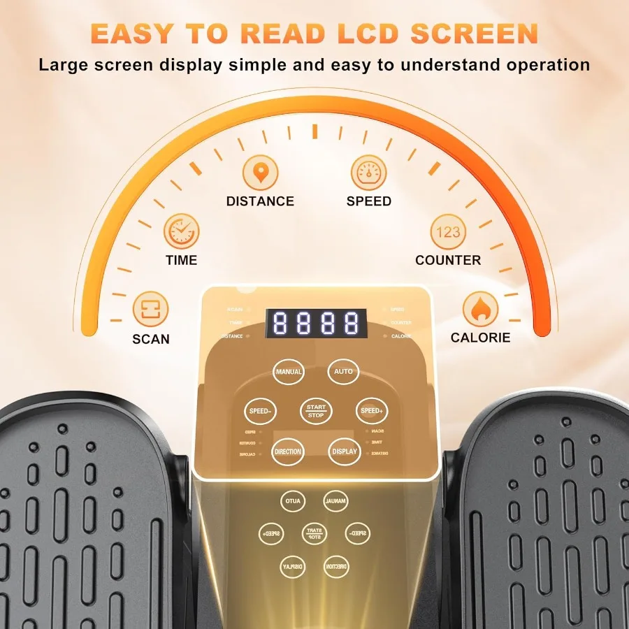 جهاز تمرين الساق الكهربائي الصغير تحت المكتب بيضاوي الشكل منخفض التأثير كما يظهر على شاشة التلفزيون أثناء الجلوس لكبار السن مع حصيرة غير قابلة للانزلاق هادئة #4