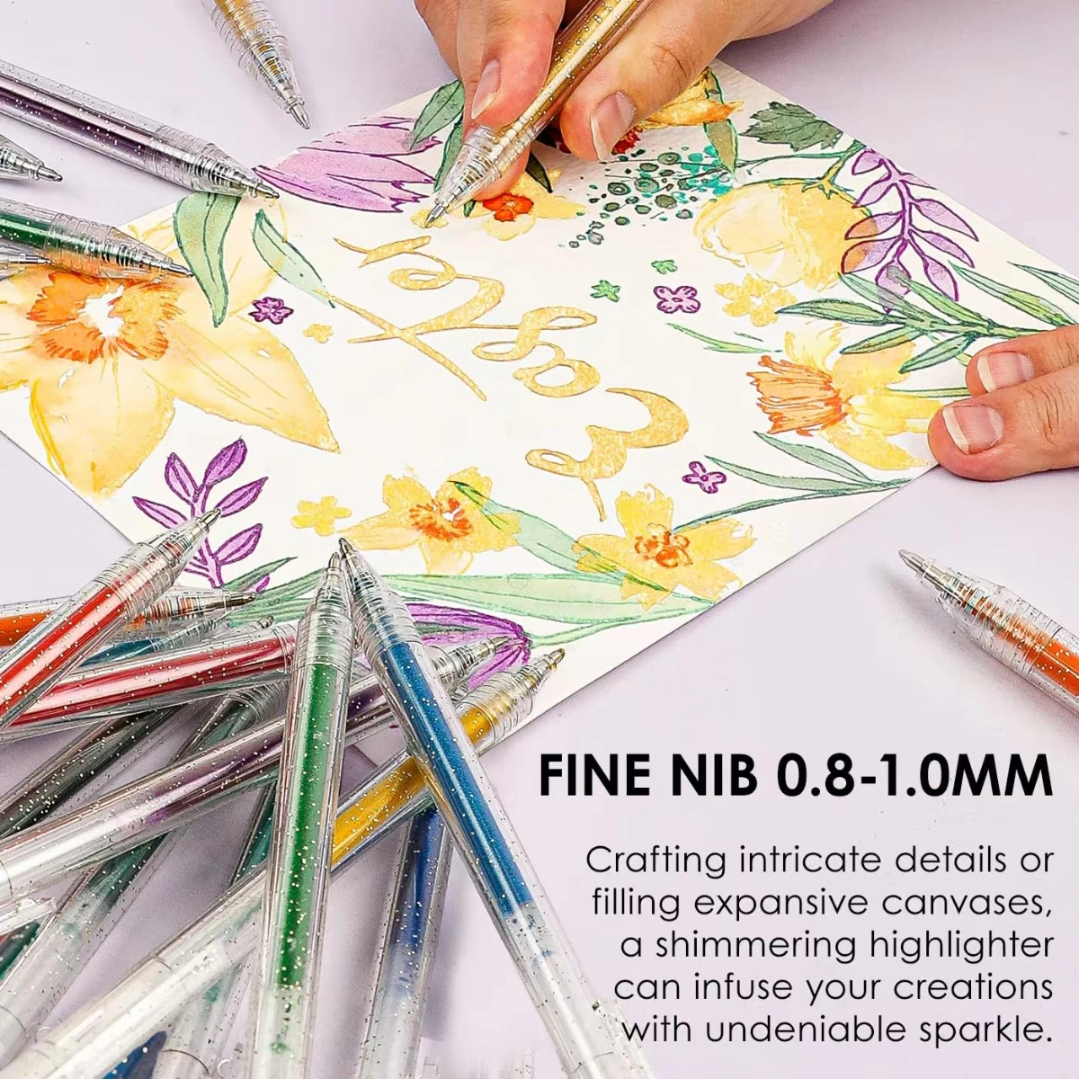أقلام جل لامعة 18 لونًا، أقلام جل لامعة معدنية نابضة بالحياة، أقلام لامعة قابلة للسحب، أقلام جل ملونة للكبار لكتاب التلوين