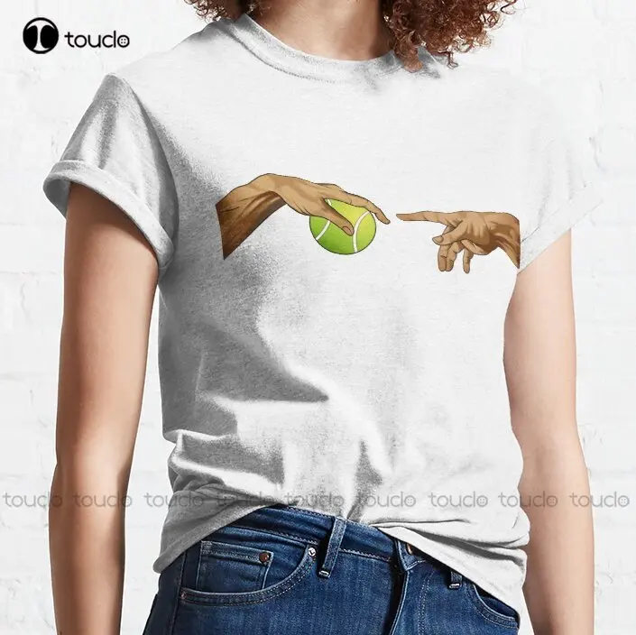 Tennis Michelangelo Tennis Ball Hand Tennis Player Funny Trending T-Shirt Vintage Shirts Funny Art Streetwear Cartoon Tee Xs-5Xl