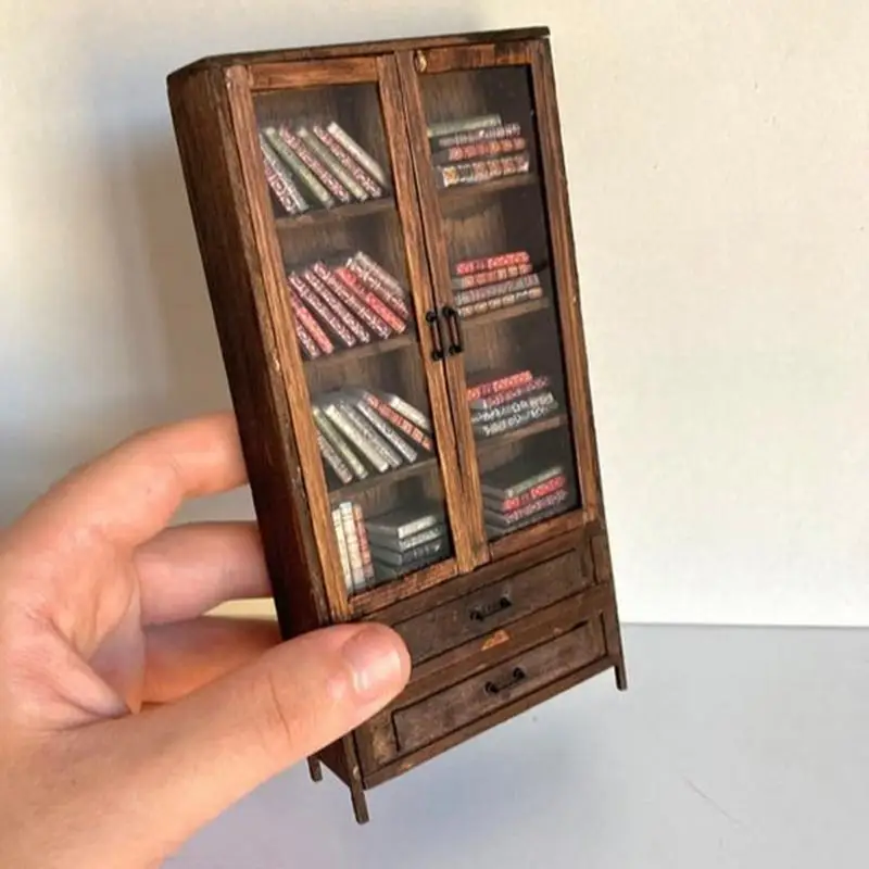 3D Mini bookshelf display cabinets Miniature Bookshelf Doll house bookshelves creative stress relieving gifts for book lovers