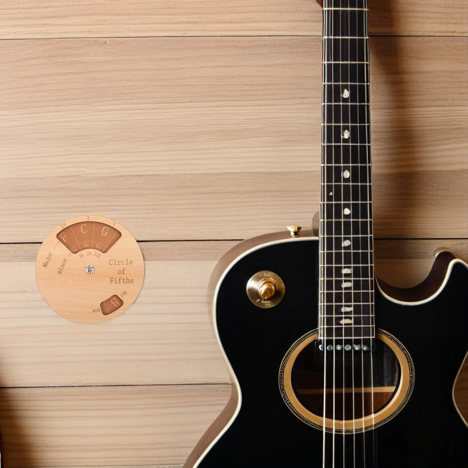 

Circle Of Fifths Music Learning Tool Wooden Chord Progressions Wheel Portable Guitar Chord Trainer Guitar Practice Aid -
