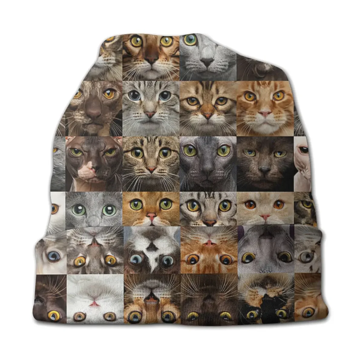 Gorro tipo jersey con caras de gato, gorro de punto cómodo y para hombre adulto