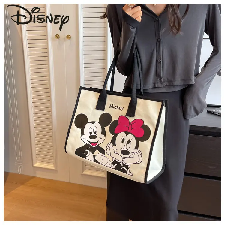 Imagem -04 - Disney-bolsa de Ombro de Grande Capacidade Feminina Bolsa Feminina Desenhos Animados Mickey Versátil Alta Qualidade Novo Moda