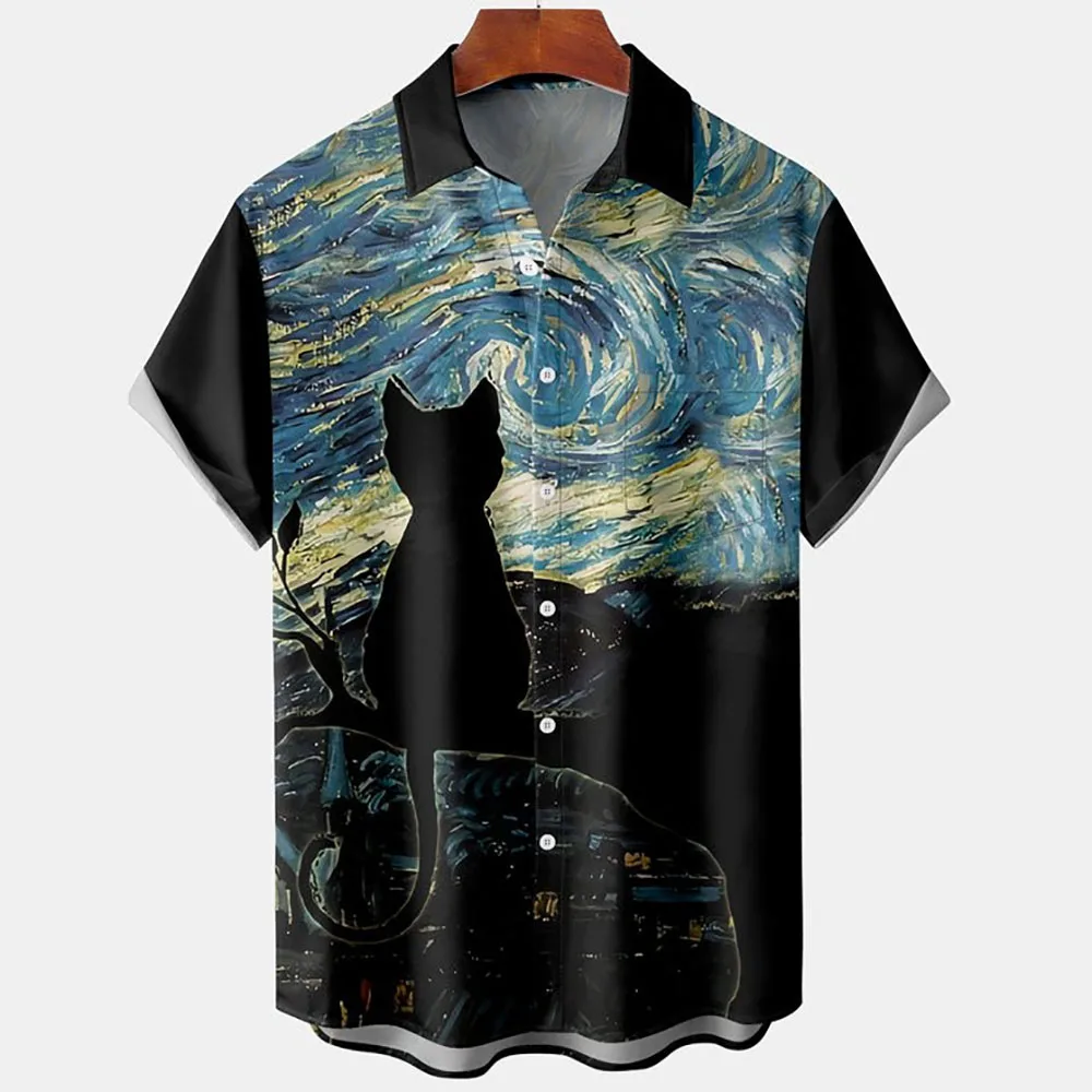 

2022 Colorful Cats Retro Fashion 3d Men's Hawaiian Shirt Male Clothing Casual Shirts Men's Shirt Fashion Loose Short Sleeves 5xl