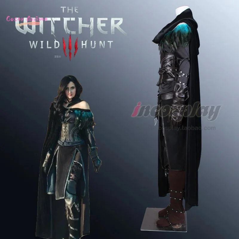 Witcher 3 Wild Hunt Cosplay Yennefer of Vengerberg زي عباءة المئزر قفازات حزام الخصر مجموعة كاملة زي حفلة الهالوين للنساء