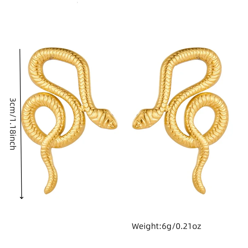 DIEYURO 316L Stainless Steel Golden Textured Snake Earrings For Womens Fashion Sense Of Design New Ear Jewelry Lady Gift Party