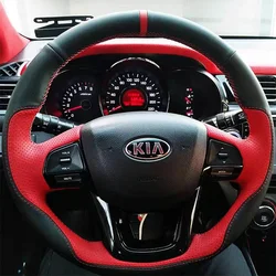 Handmade Textile Non-slip Super-fine Sports style Car Steering Wheel Cover for Kia K2 2007 2009 Kia Rio 2012 2013 2014 Interior