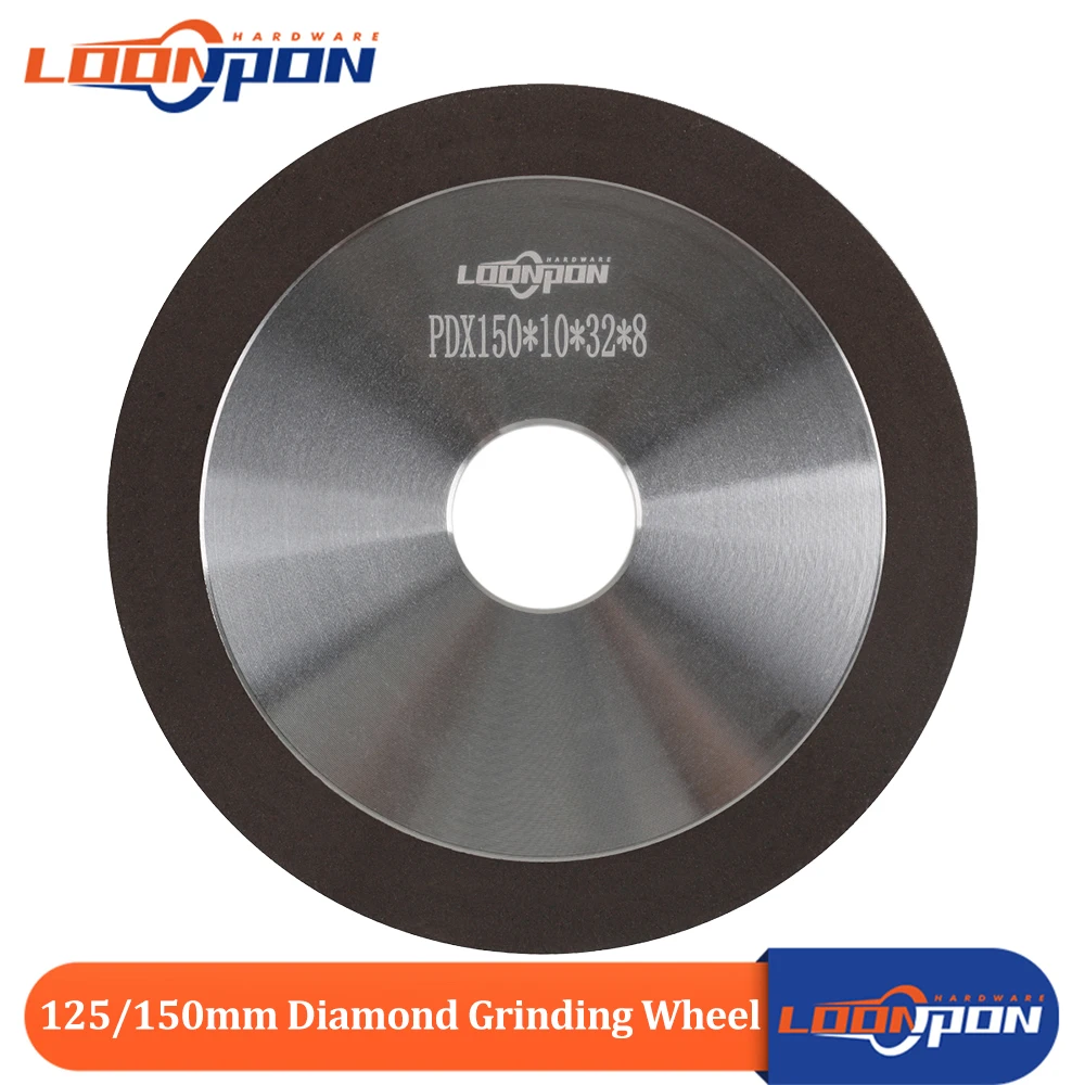 125mm/150mm Diamond Black Sand Grinding Wheel Sharpen Grinding Wheel for Tungsten Steel Milling Tool Carbide Metal 150Grit