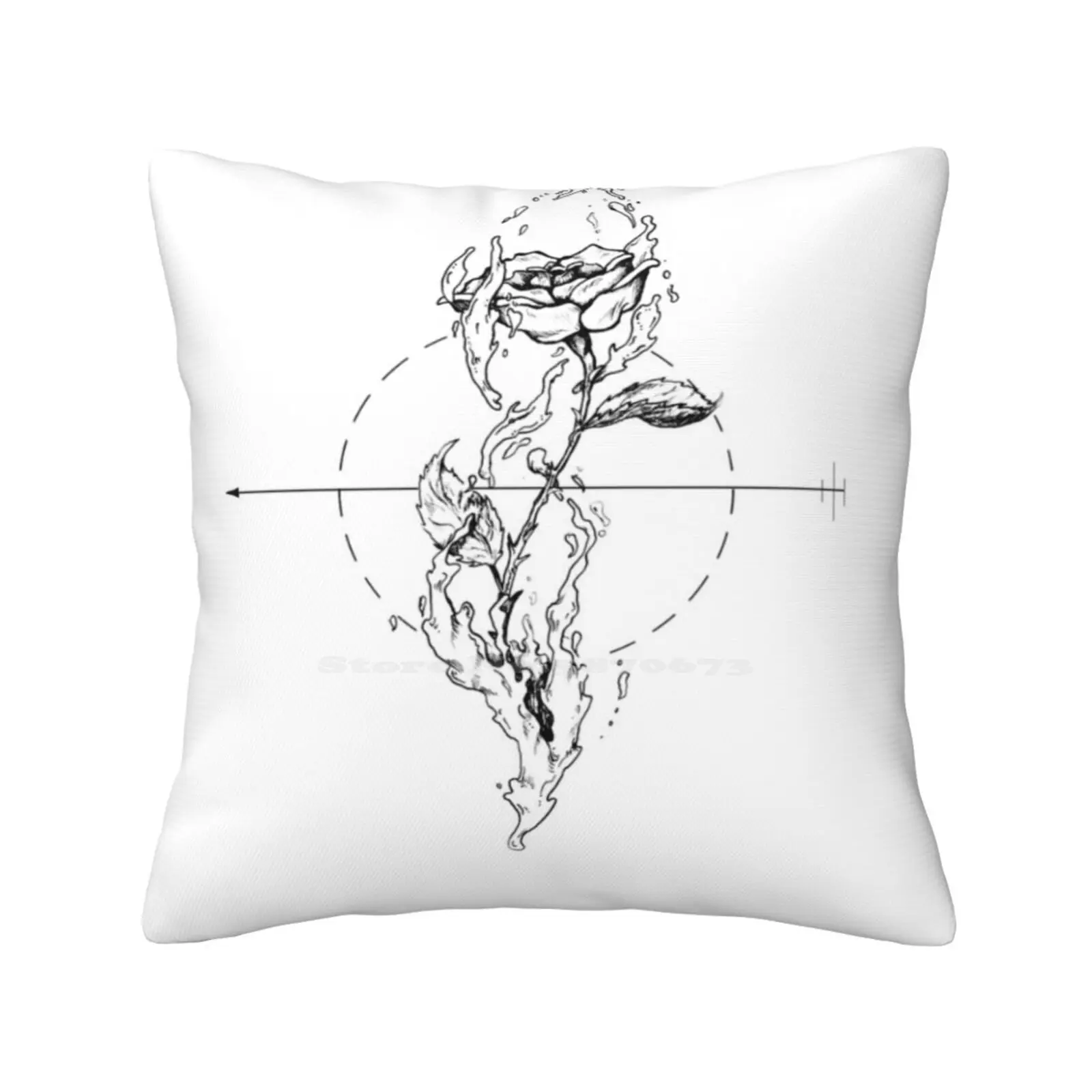 Anti-Gravitational Rose Pillow Cover Hug Pillowcase Pink Antigravity Water Silver Geometric Tatoo Fly Float Up Flower