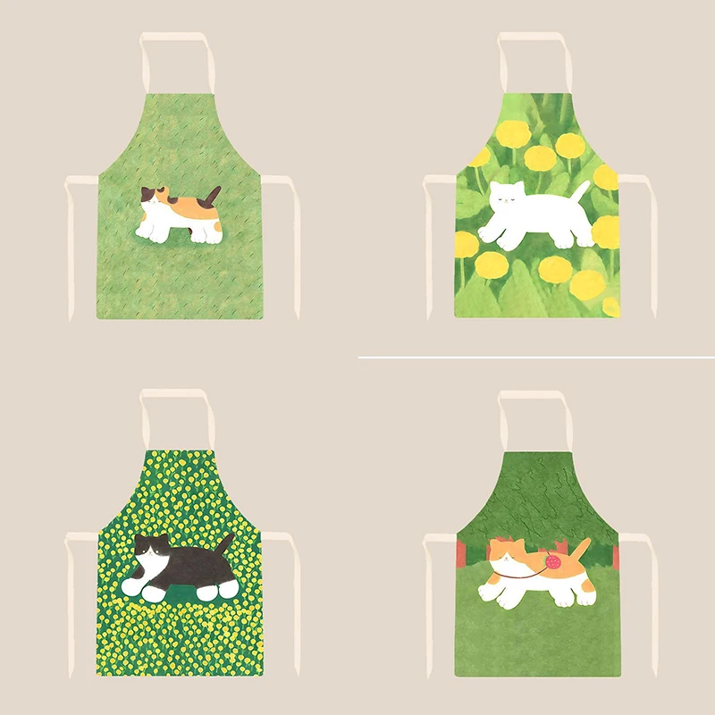 

Cute Cartoon Cat Fabric Apron Baking Kitchen Home Personality Creative Art Gift Coverall