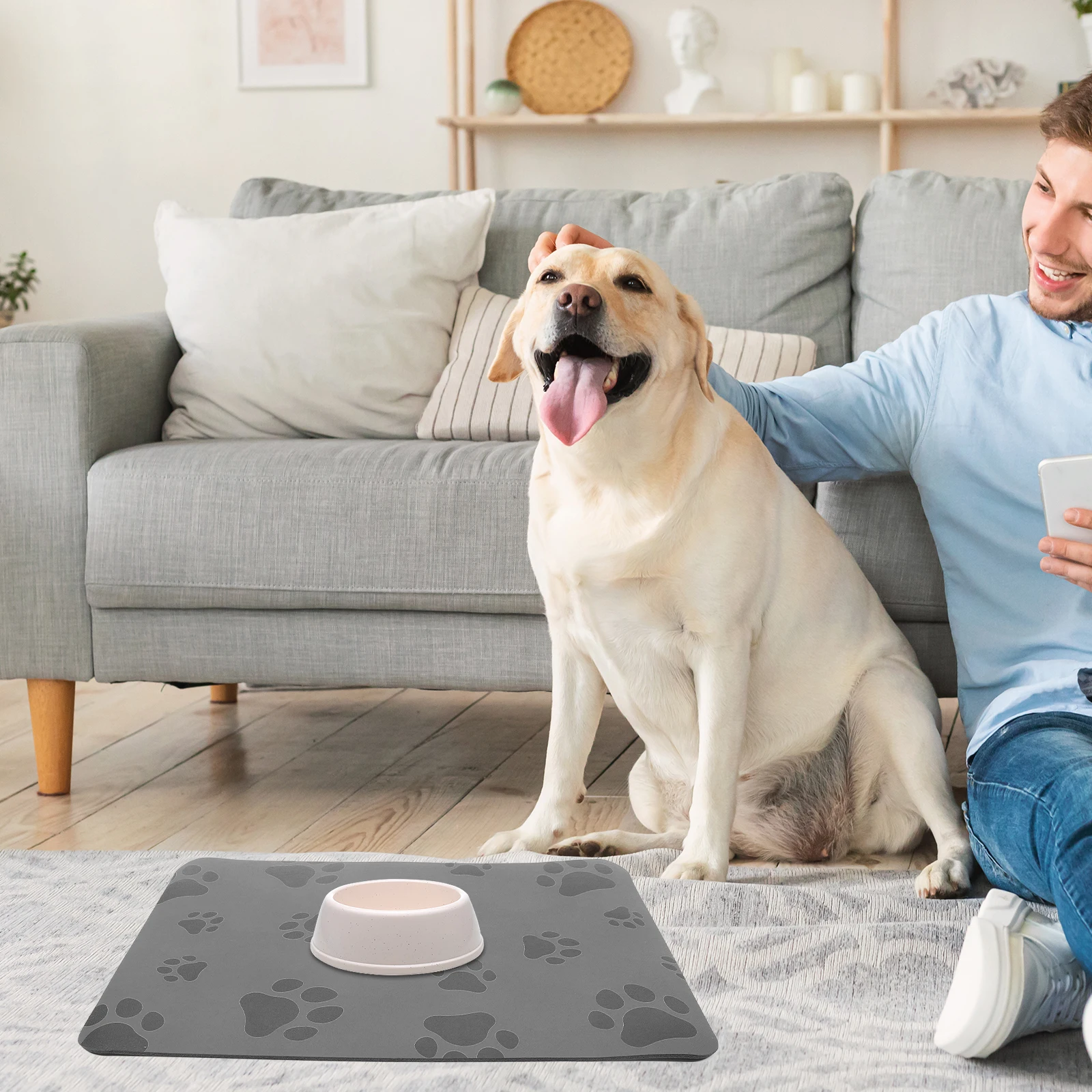 

Pet Feeding Mat Absorbent Reusable Dog Bowl Cat Food Pads Washable Insulated Black Water Placemat Thick Pet Toy