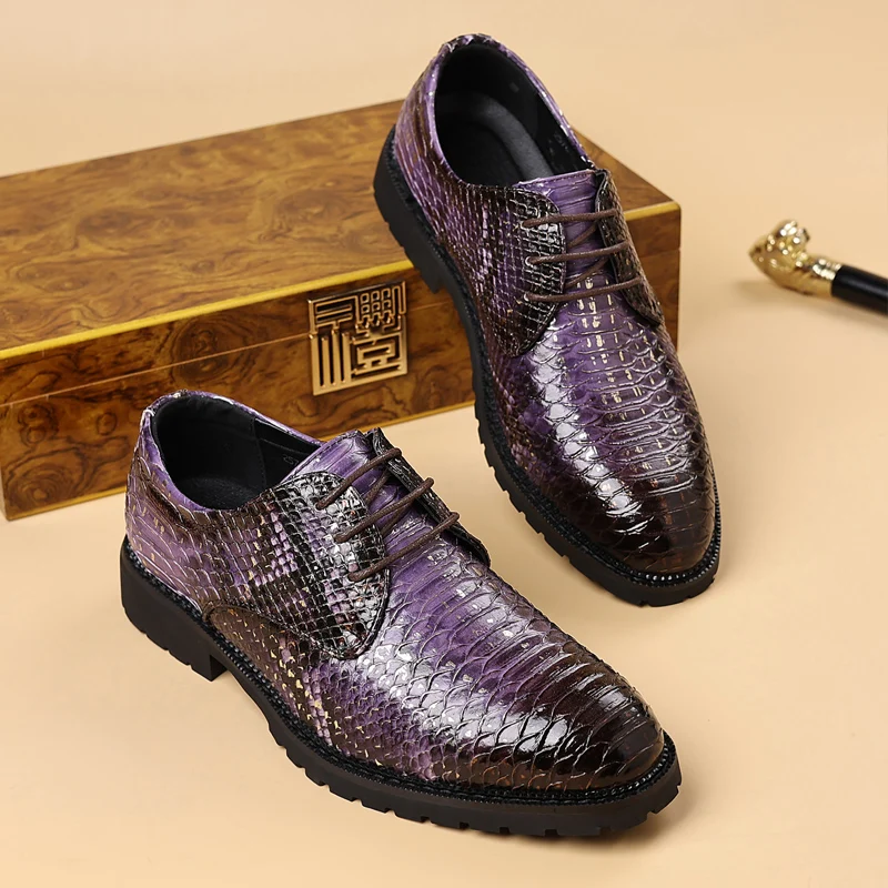 

Luxury Crocodile Pattern Men Dress Shoes Wedding Shoes High Quality Lace-Up Oxford Shoes Fashion Designer Men Flats Large Size
