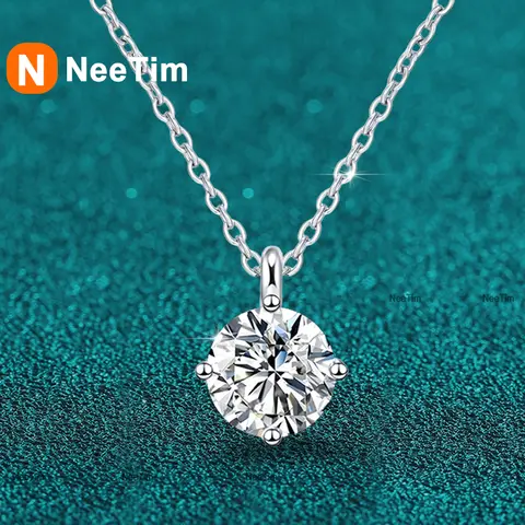 NeeTim 1ct 2ct 3ct D VVS1 여성용 Moissanite 목걸이 화이트 골드 도금 랩 다이아몬드 스파클링 펜던트가있는 스털링 실버 925 Best5