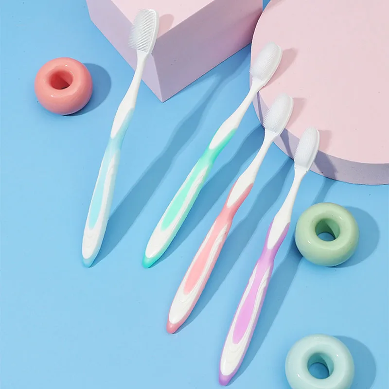 

5PCS Creative Macaron Nano Toothbrush for Adults Household Nano Manual Toothbrush With Covers Deep Cleaning Oral Care Teeth Gums