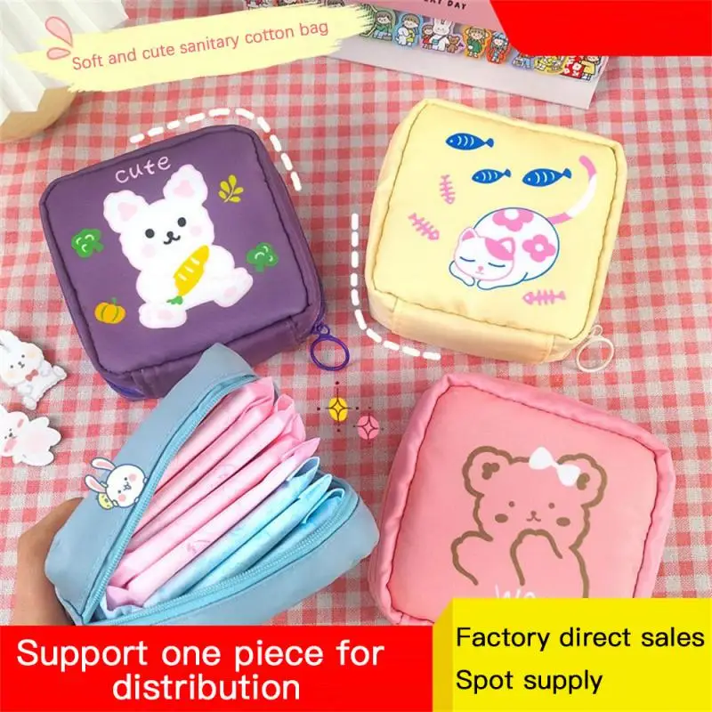 Saco de Armazenamento Kawaii para Mulheres e Meninas, Mini Saco Cosmético, Guardanapos Sanitários, Tampões Saco De Armazenamento, Bolsa de Moedas, Urso Diversos Sacos De Armazenamento