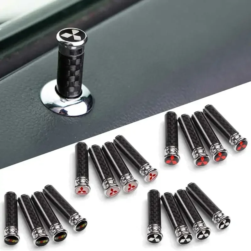

4Pcs Carbon Fiber Car Door Pin Lock Knob Pull Pins Cover for Mitsubishi Ralliart ASX Lancer10 Cordia Pajero Outlander Eclipse