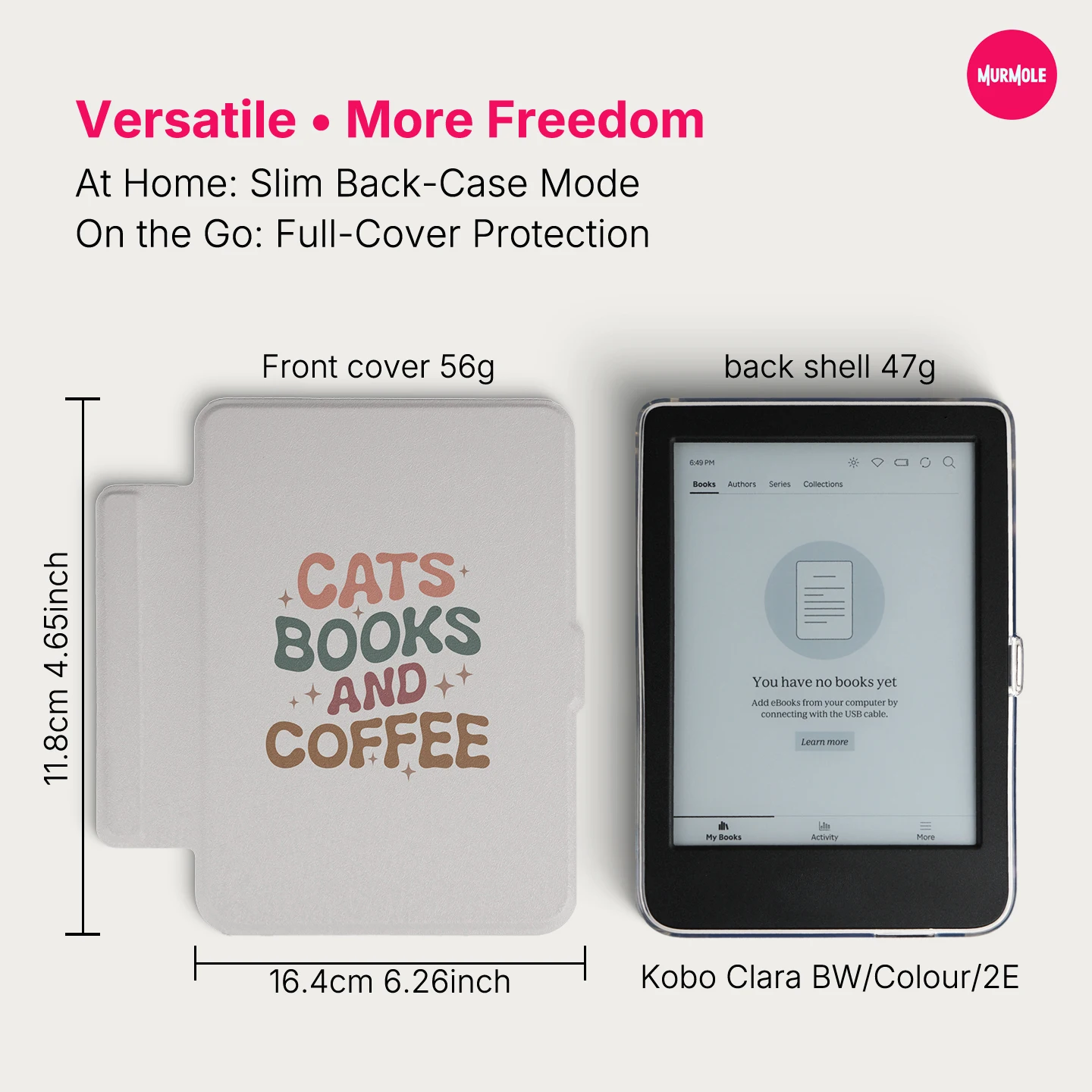 Murmole Magnetic Detachable Case for Kobo Clara BW Kobo Clara 2E Kobo Clara Colour 6 Inch Auto Sleep Wake Typography Text Style view 4