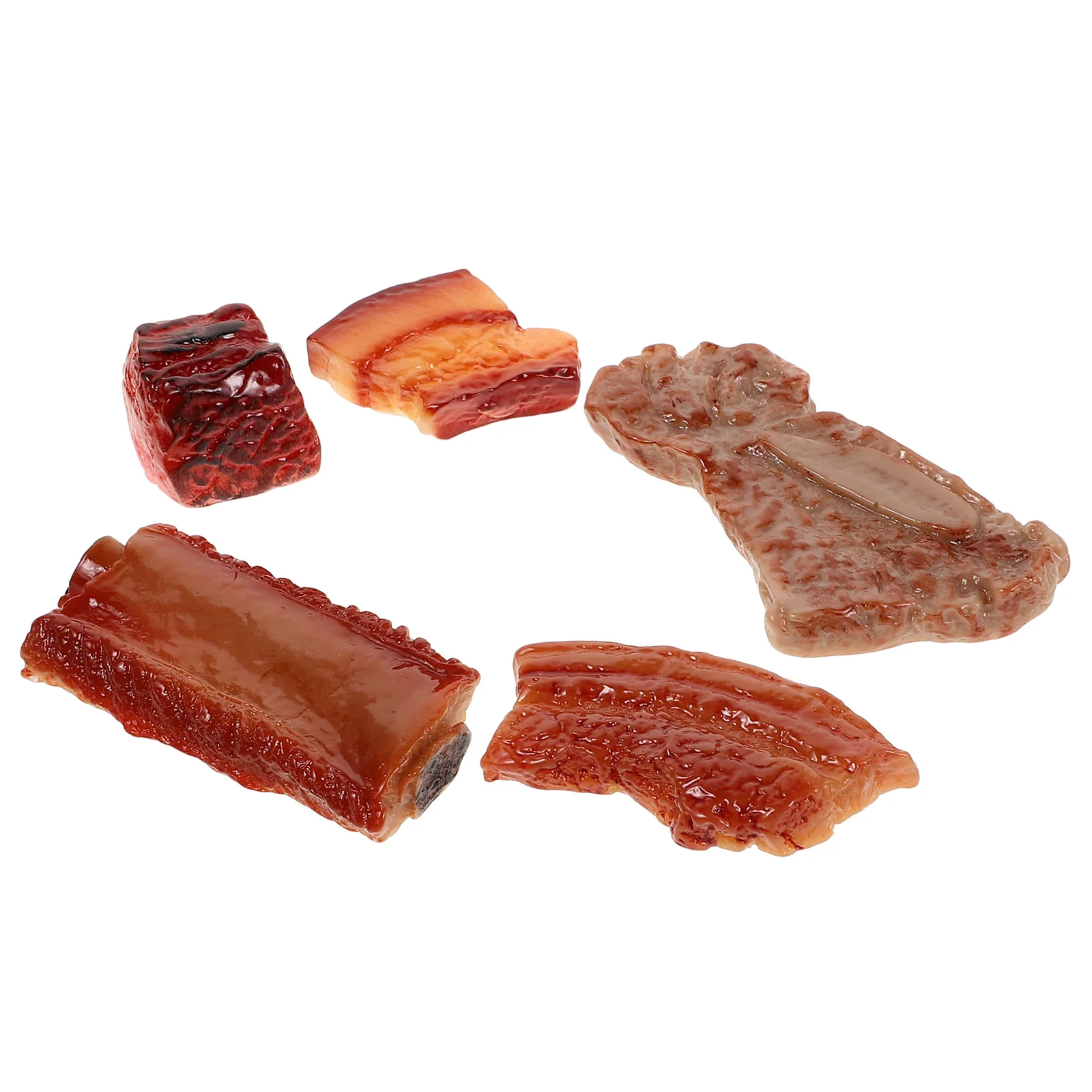 

5pcs Simulated Meat Ornaments Realistic Food Props Display PVC Ribs Model Simulation Decorations Resin Safe Comfortable