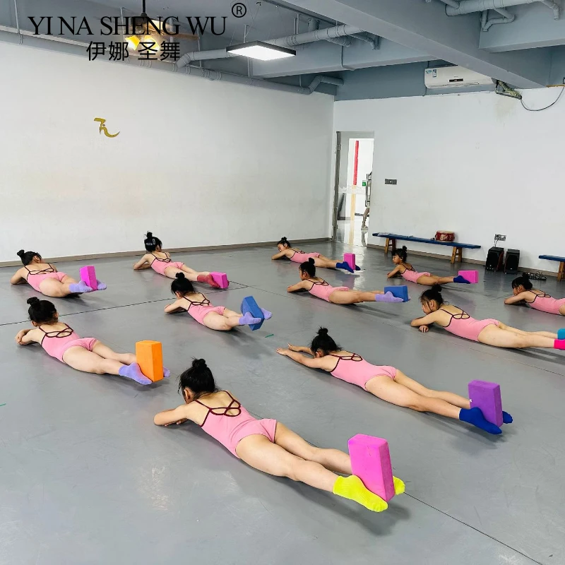 بدلة الجسم بحزام خلفي للأطفال، بدلة تدريب اليوغا باليه للرقص الصيني، بدلة أداء امتحان البنات، يمكن فتح المنشعب