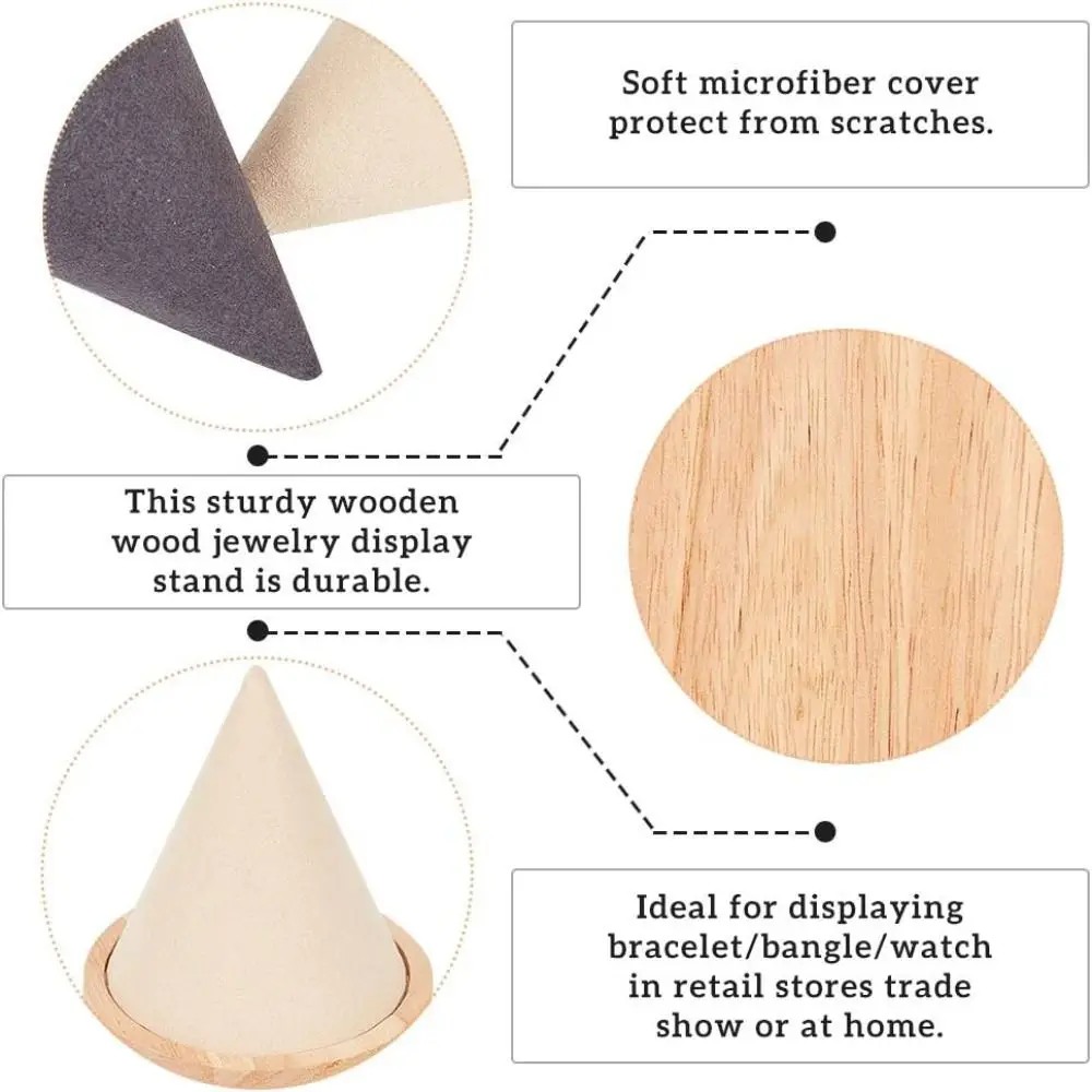 Wooden Cone Bracelet Display Stand Handcrafted Countertop Display Storage Rack Universal Cone Bracelet Stand