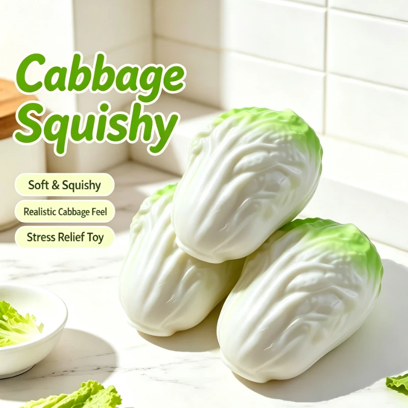 Crunchy Cabbage Squishy Fidget Sensory Toy Building Blocks Filled Squeeze Ball Stress and Anxiety Relief Toy Party Favors
