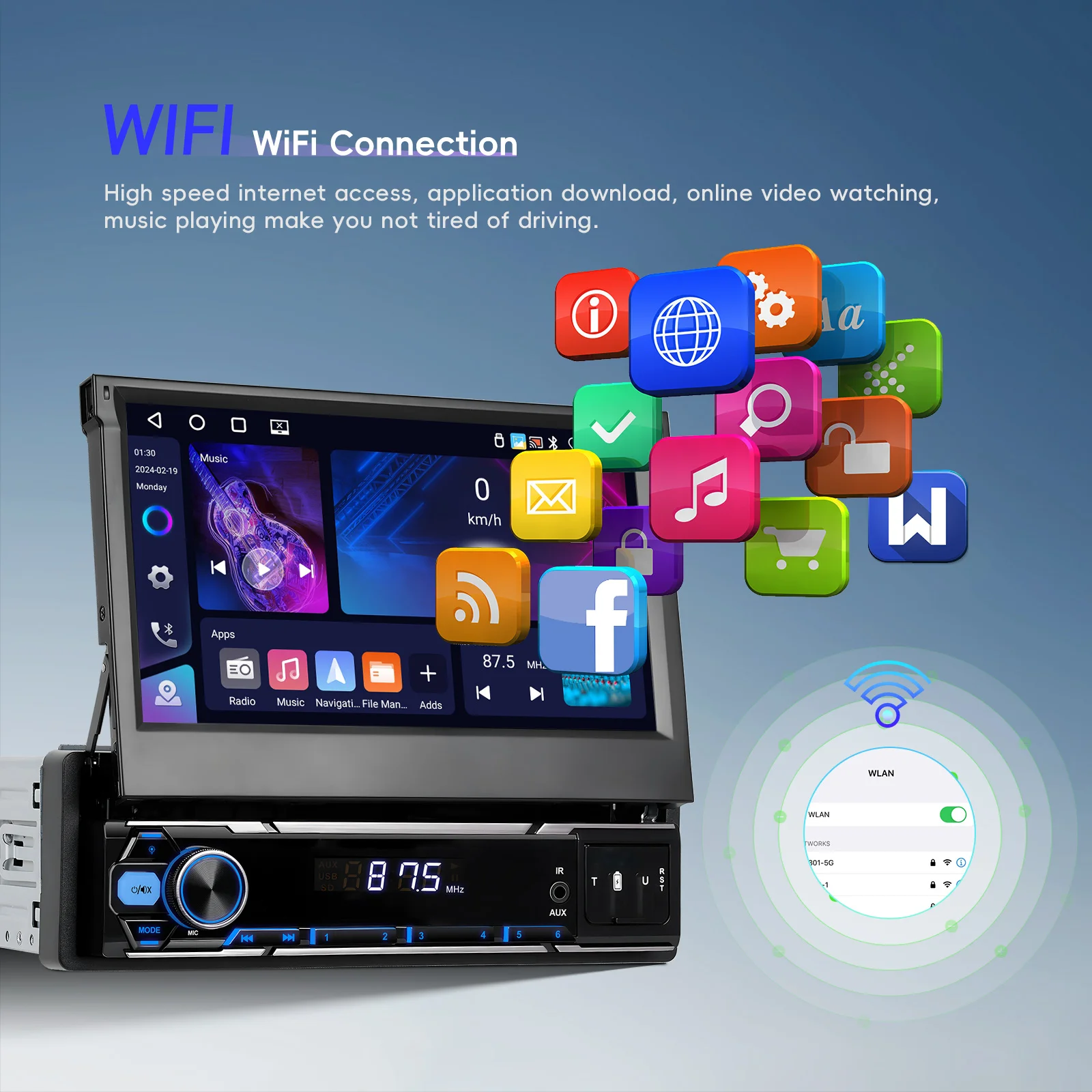 4 + 64G 1 الدين راديو السيارة 7 بوصة الوجه خارج HD لمس مشغل وسائط متعددة دعم Carplay أندرويد السيارات لتحديد المواقع ستيريو واي فاي ميرورلينك