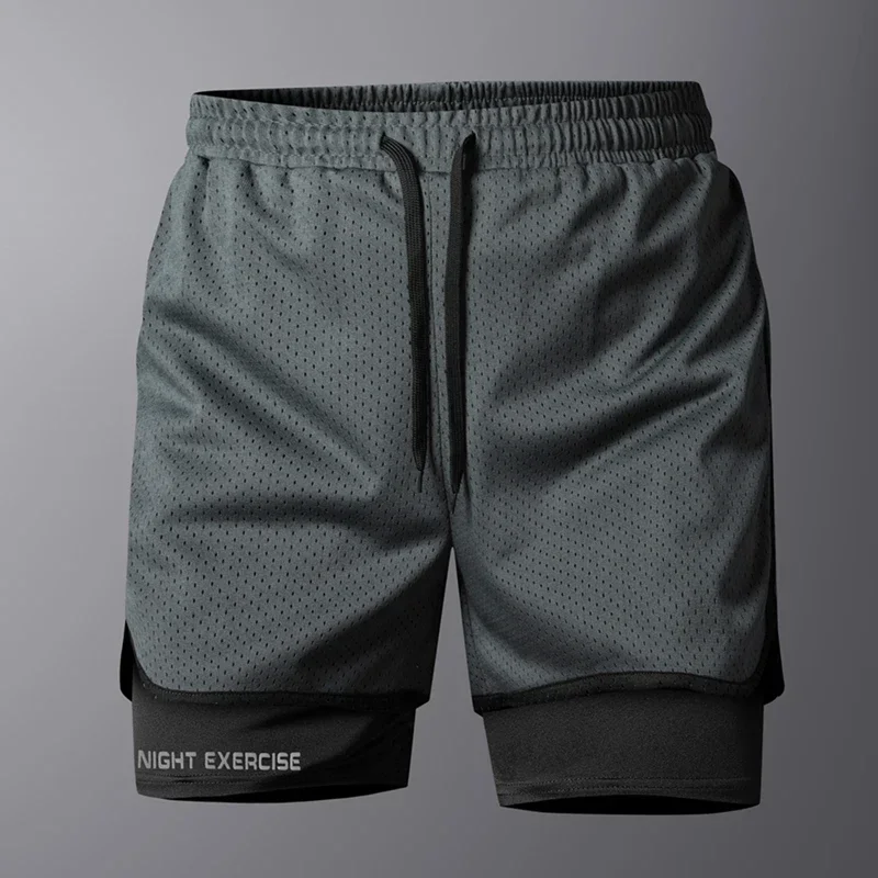 

Летние шорты для бега для фитнеса, мужские светоотражающие быстросохнущие сетчатые тренировочные спортивные шорты для спортзала, спортивные шорты для бега, мужские шорты 2025 г.