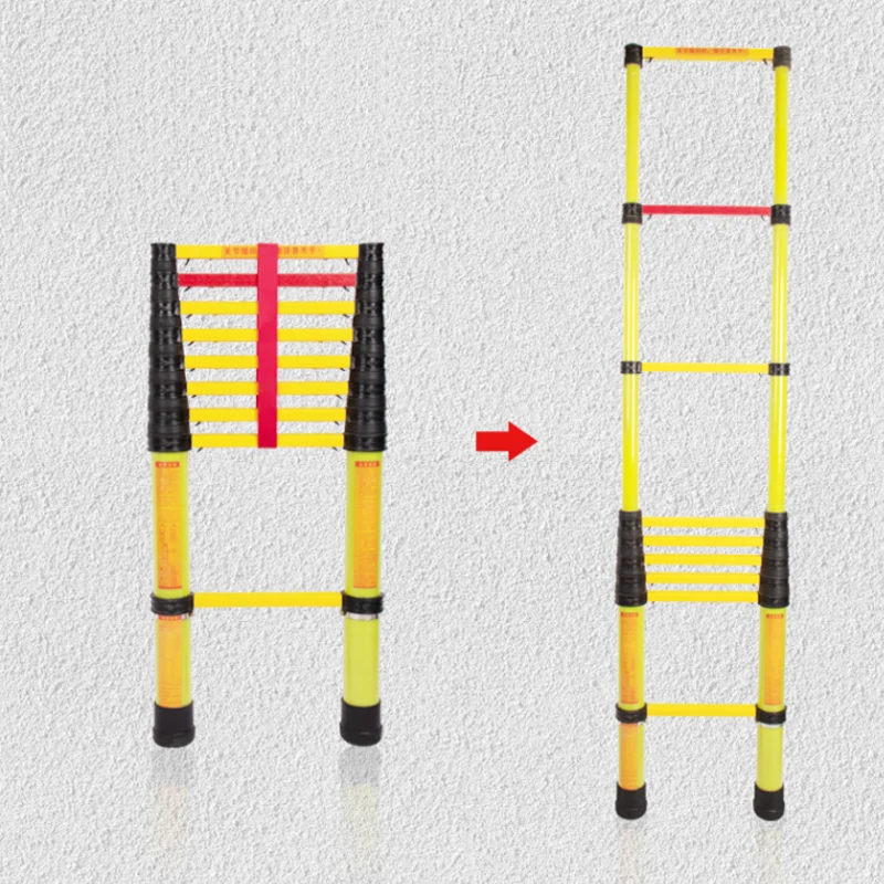 Portable lightweight insulating telescopic glass fiber stage ladder for electrical engineering