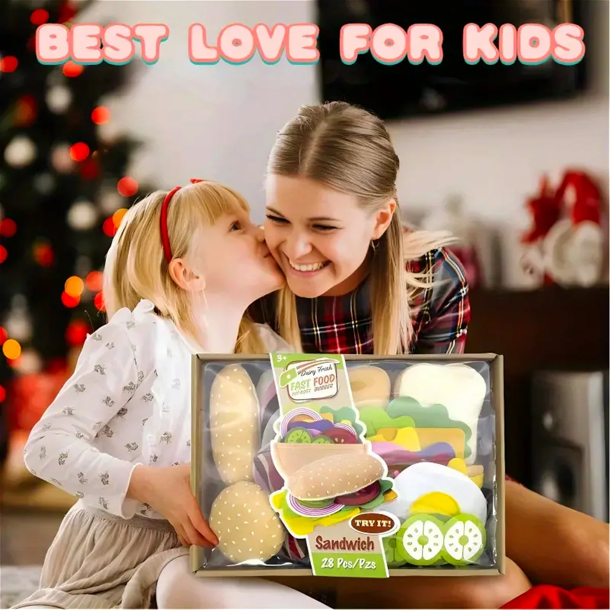 Vilten Voedsel Hamburger Sandwich Spel Voedselset (28 Stuks) Kerst Halloween cadeau Kerstmis, Halloween, Thanksgiving Cadeau