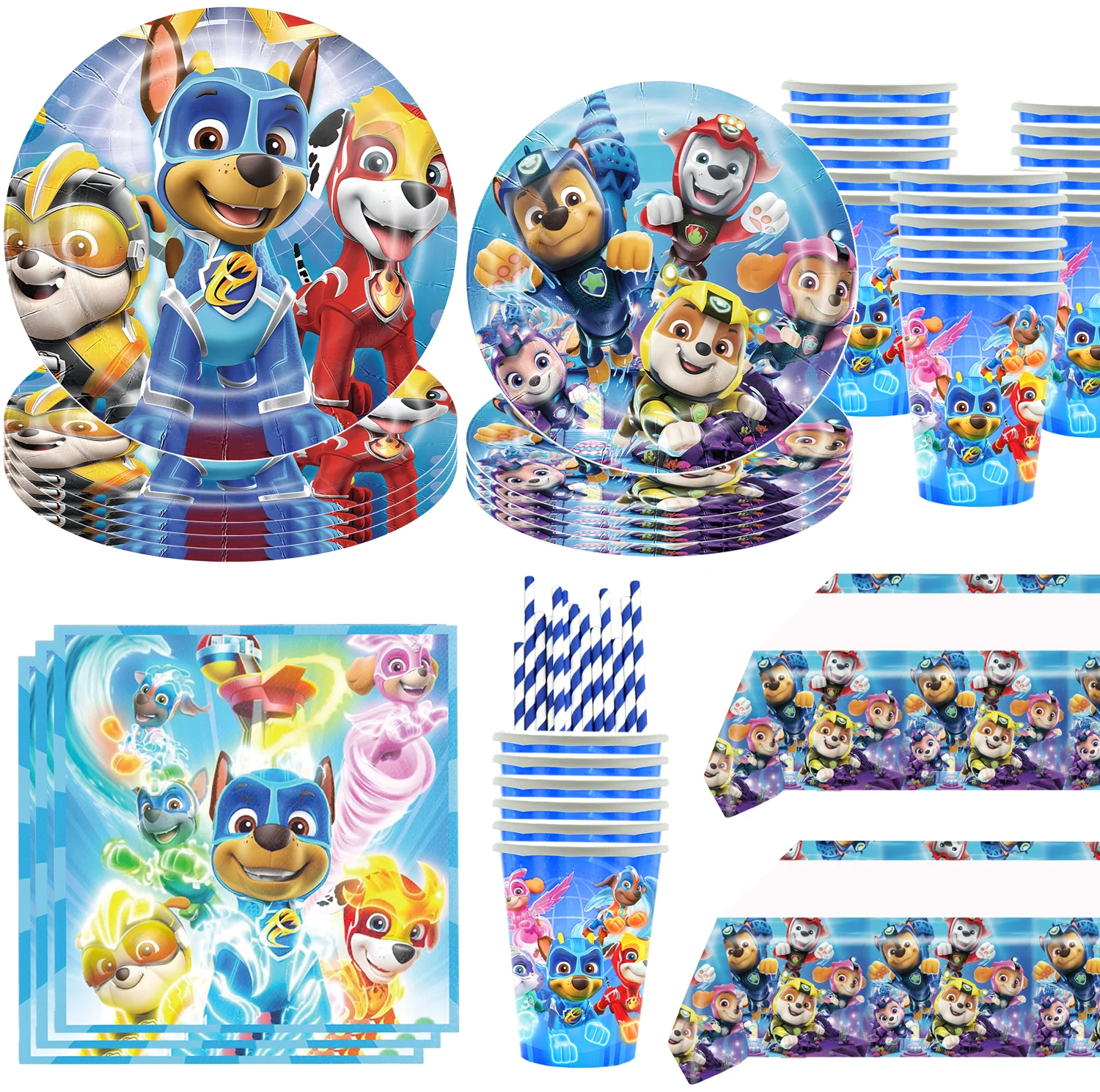 

Cartoon Paw Patrol Birthday Party Decoration Dogs Skye Disposable Tableware Tablecloth Cup Plate Baby Shower Boys Party Supplies