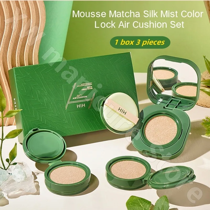 

HIH Mousse Matcha Silk Mist Color Lock Air Cushion BB Cream Modify Concealer Hide Pores Fitting Lightweight Air Cushion Set