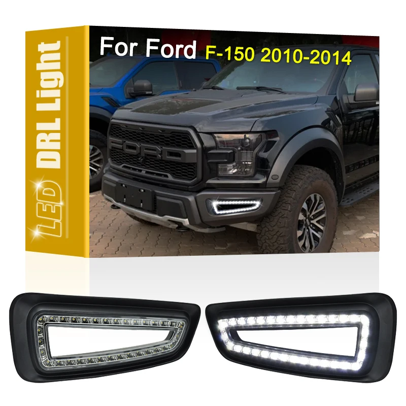 

2Pcs White Front Bumper DRL Lamp Assembly LED Daytime Running Light For Ford F-150 F150 Raptor SVT 2010 2011 2012 2013 2014