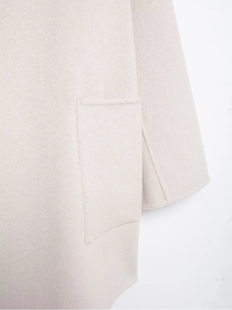 2024 autunno e inverno nuovo cappotto casual femminile con colletto a sciarpa moda semplice tutto cappotto monopetto
