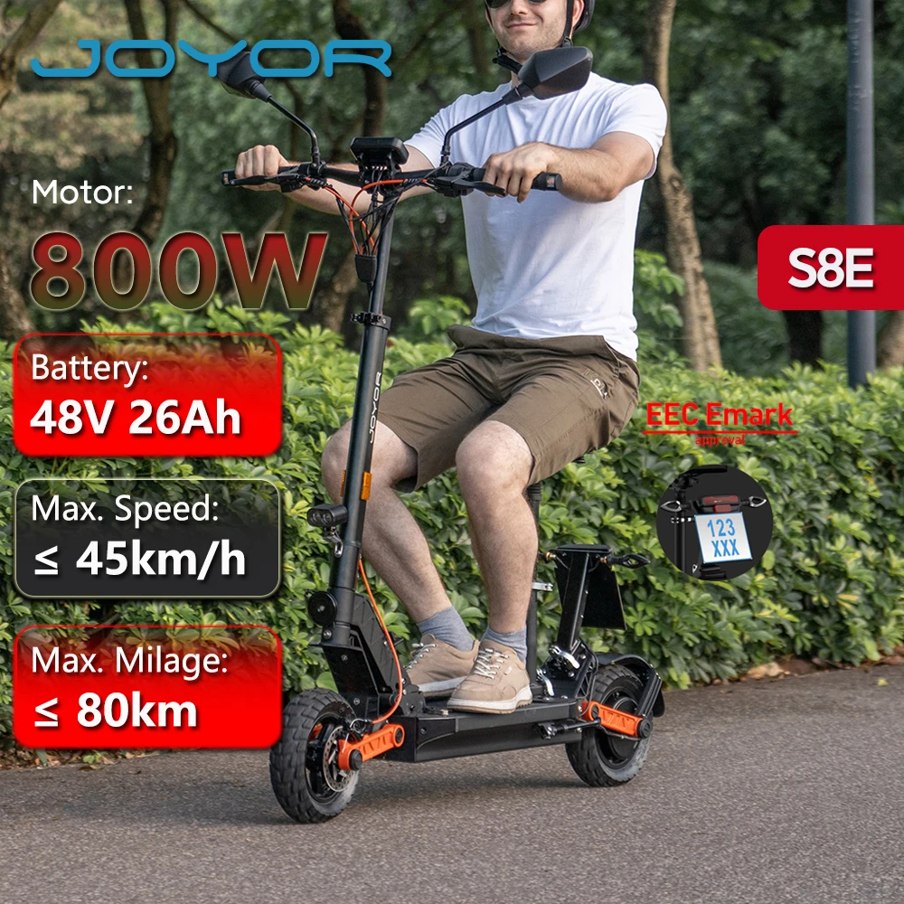 JOYOR S8E Trottinette électrique adulte avec siège, Moteur 800W, Batterie 48V 26Ah, Vitesse de 45 km/h et Autonomie de 80 km