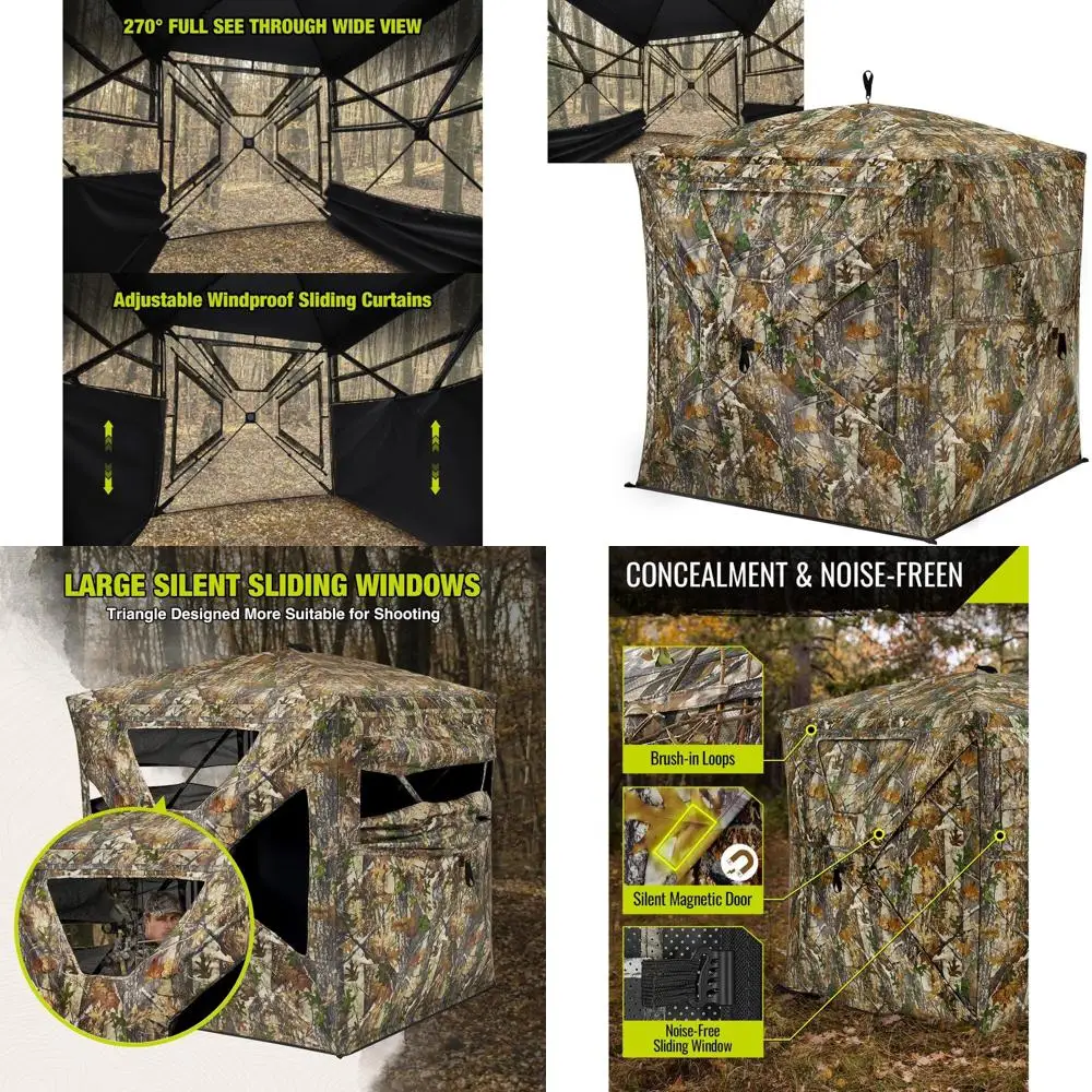 

Прозрачная слепая 270. ° с бесшумными магнитными дверцами и раздвижными окнами, всплывающая шторка на 2-3 человека с сумкой для переноски, 300D Portab