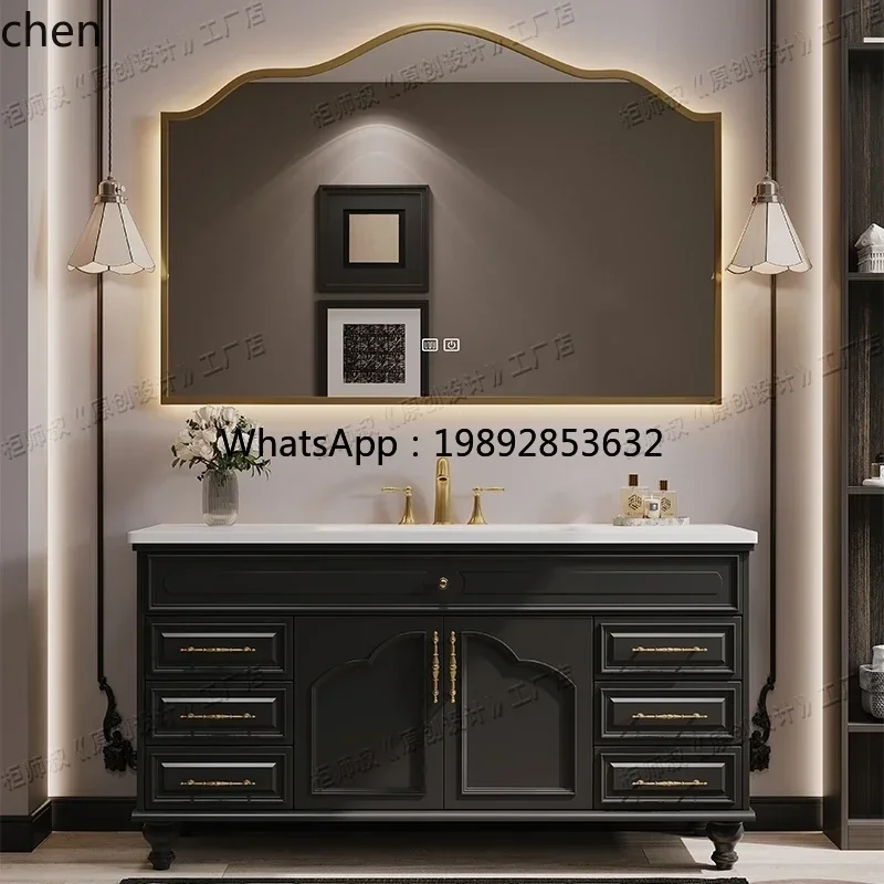 

bathroom cabinet combination rock slab hot bending integrated basin French washstand hand washbasin toilet floor