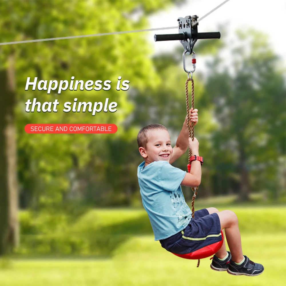 Kids Zip Line Kit Outdoor Zip Line Portable Zip Line Swing for Children with Steel Wire Rope Pulley Kids Outdoor Activity