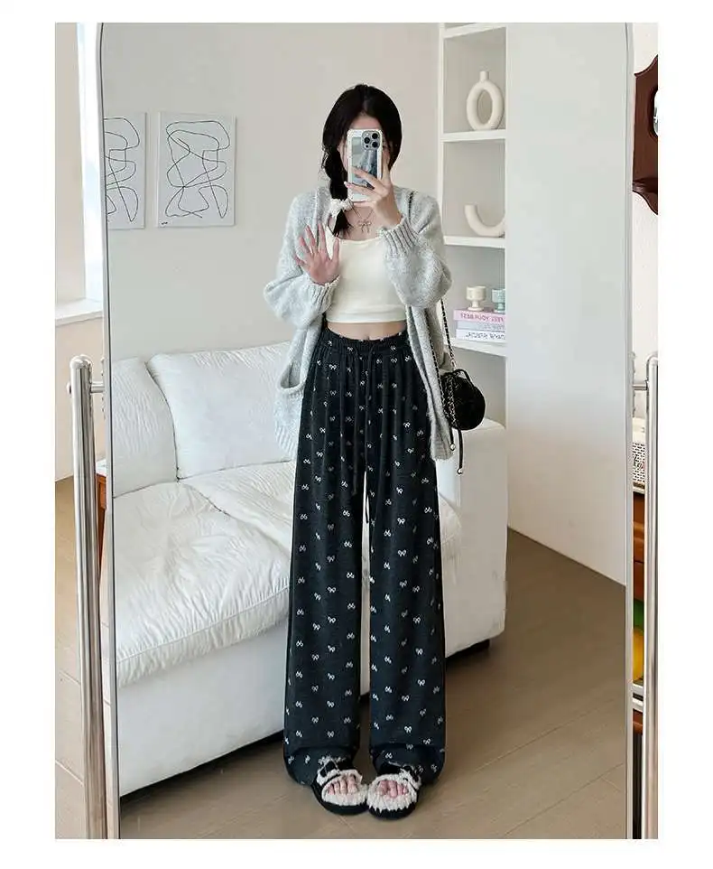 

Wide Leg Pants Unisex Womens Spring Reversible Anti-Wrinkle Techwear Double-Layer Patterns Uncuffed Straight-Fit Dopamine Simple