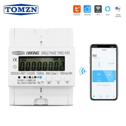 TOMZN 2 Phase 110V+110V 60Hz 80A Din Rail Tuya WIFI Smart Energy Meter Power Consumption Monitor kWh Meter Wattmeter