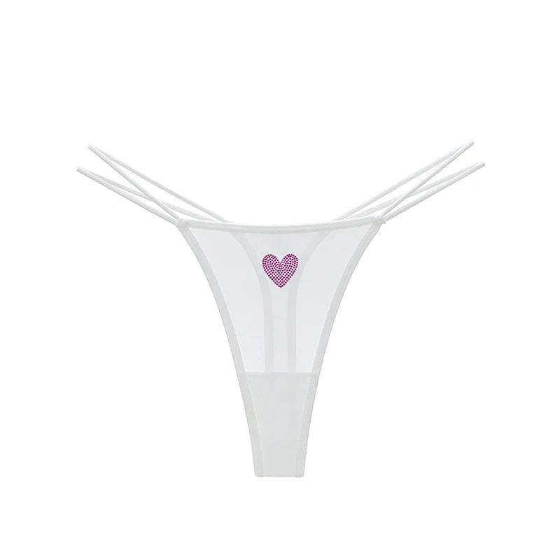 Spitzen-Netzstoff Damen-Slips Sexy Tanga Transparente Strass-Herz-Unterhosen Unterwäsche Mädchen G-String Dessous Fitness T-Back – Detail 18