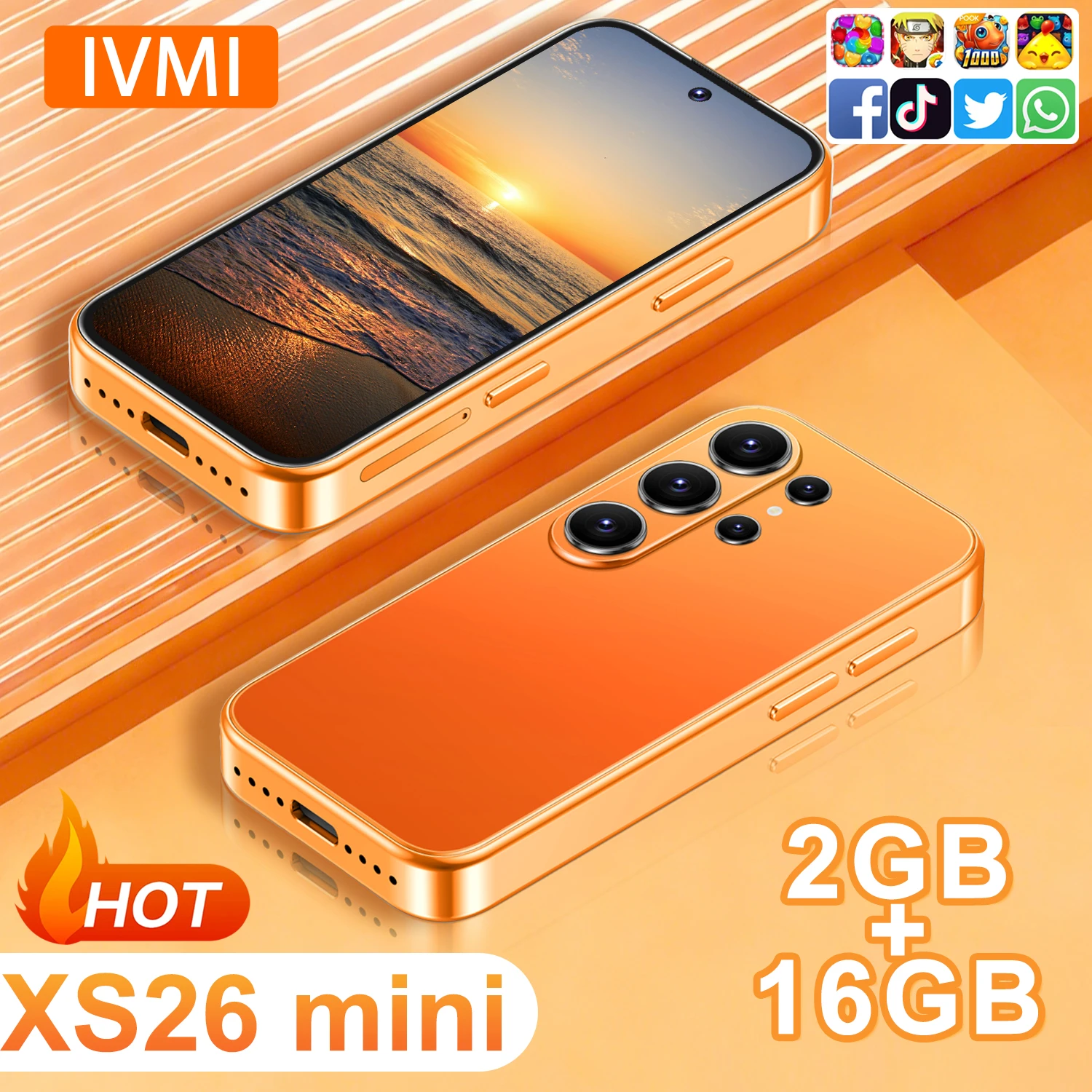 IVMI XS26 Mini Smartphone 16GB ROM Android Wifi Dual SIM Standby Play Store Face ID 3G WCDMA 4.0 inch Cellphone Mobile Phones