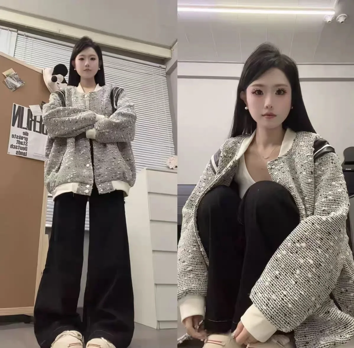 

Модный маленький бейсбольный топ Fraance для пар, свободный крой, весна-осень, длинный вязаный топ в горошек с вышивкой све