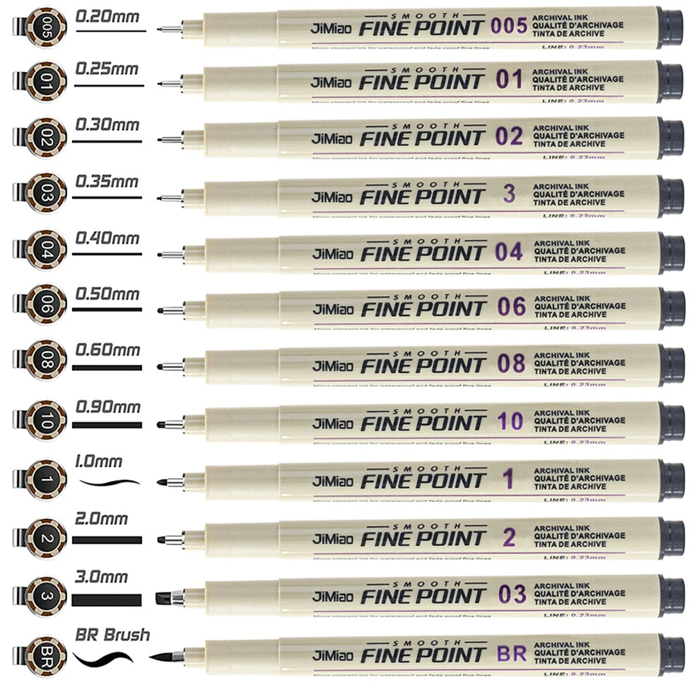 

Микро-линеры, черные ручки для рисования, набор водостойких чернил, ручки для контуров и эскизов, набор для точного рисования и скетчинга